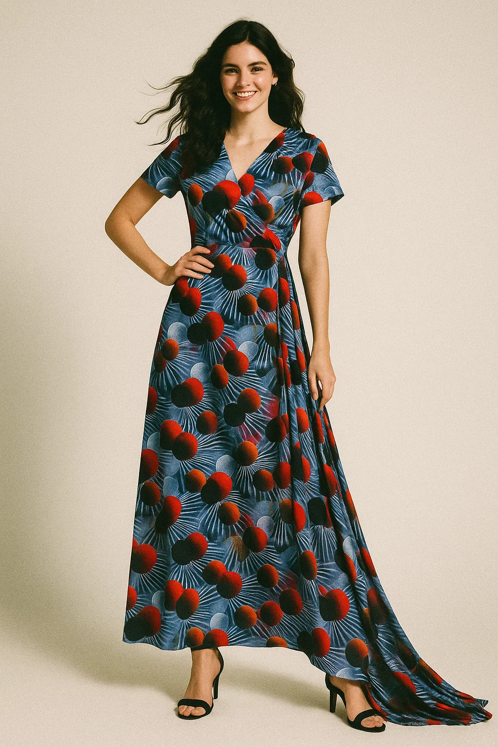 Glassmorphisam Bubble Effects Digital Printed Fabric - Japan Satin