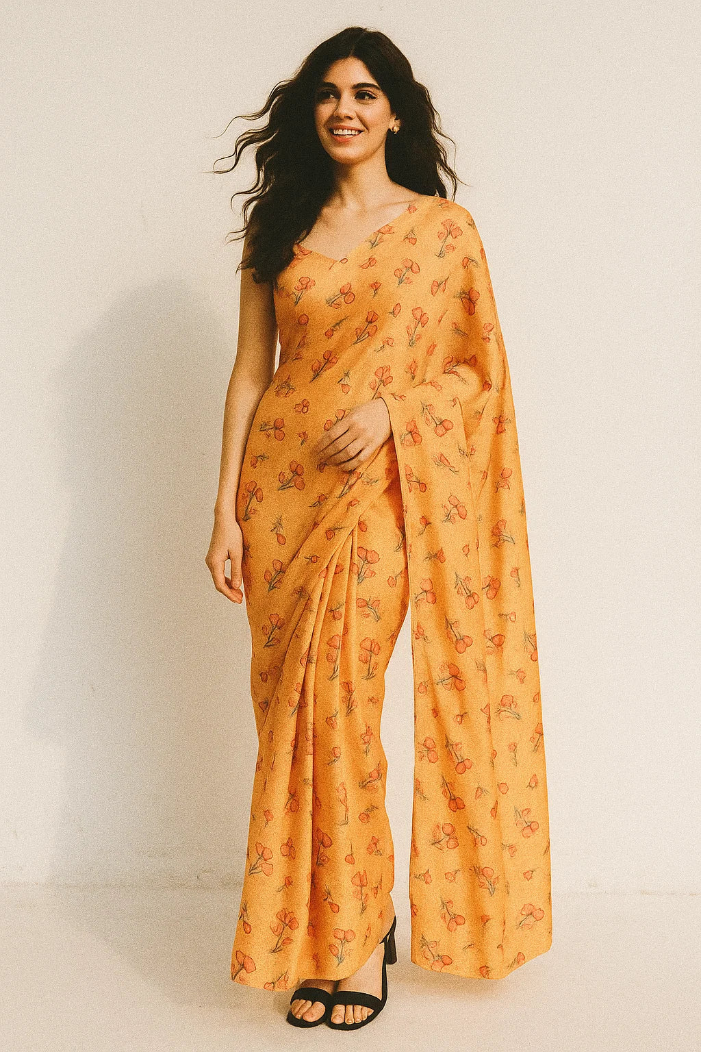 Lovely Decorative Roses Digital Printed Fabric - Japan Satin