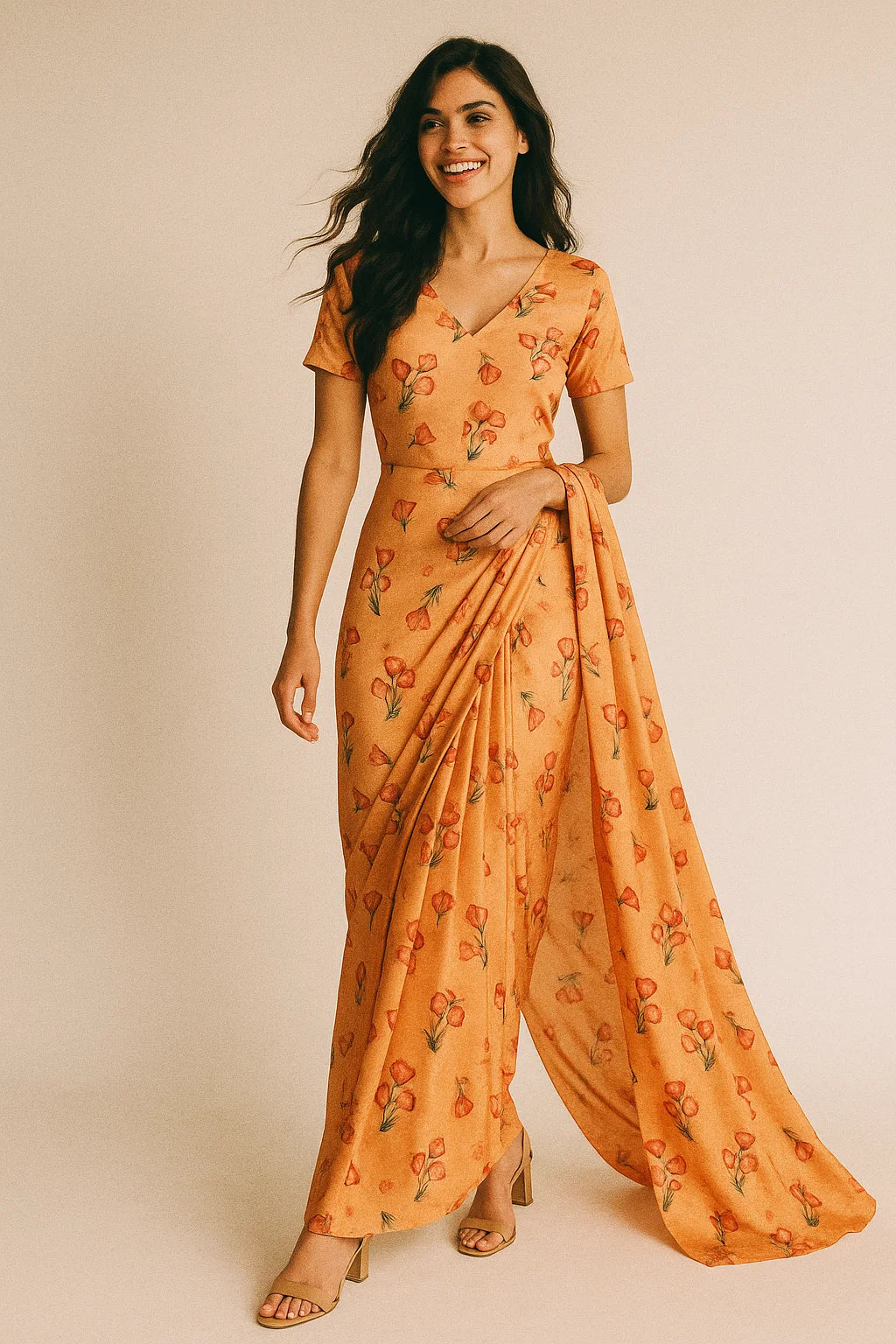 Lovely Decorative Roses Digital Printed Fabric - Japan Satin