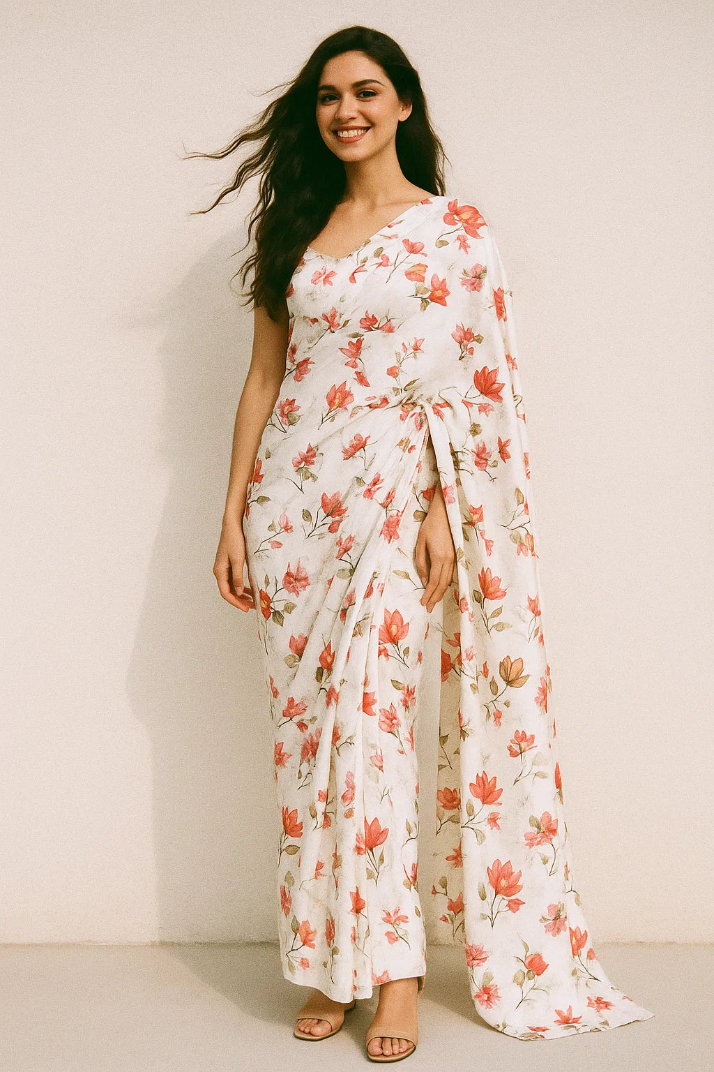 Hawaiian Iris Flower Repeat Pattern Digital Printed Fabric - Japan Satin