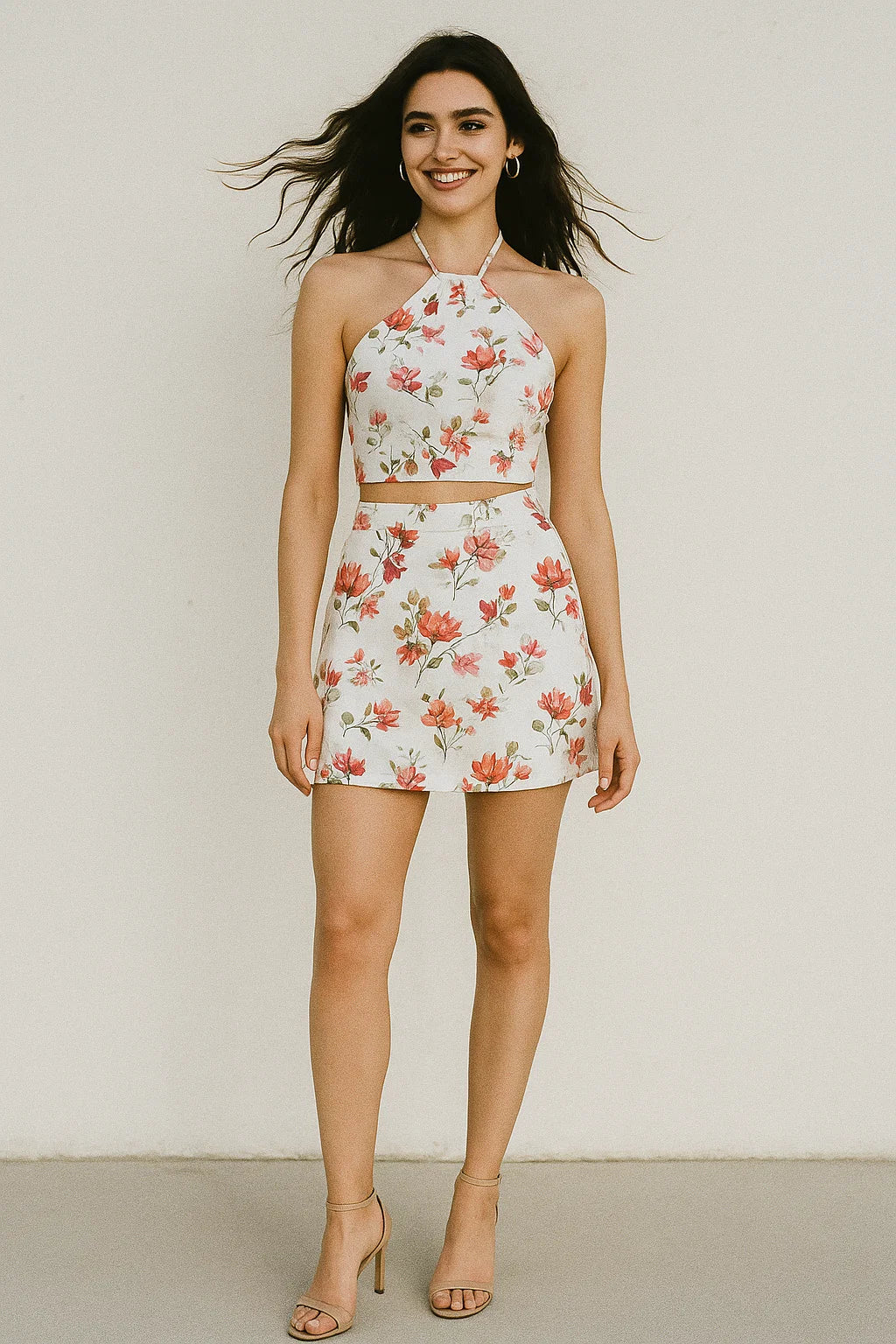 Hawaiian Iris Flower Repeat Pattern Digital Printed Fabric - Japan Satin