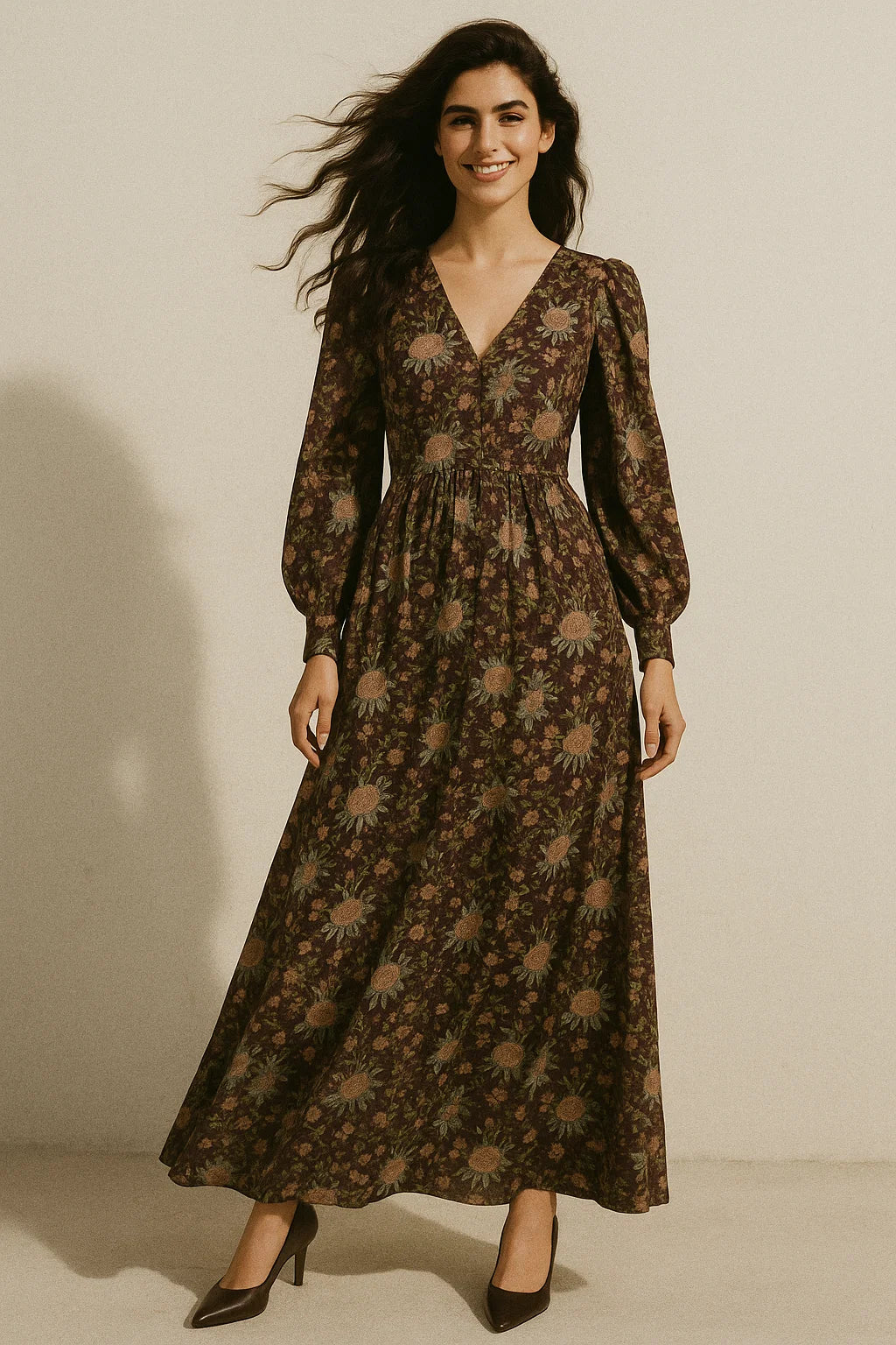 Lovely Roses Embroidery Brunch Digital Printed Fabric - Japan Satin