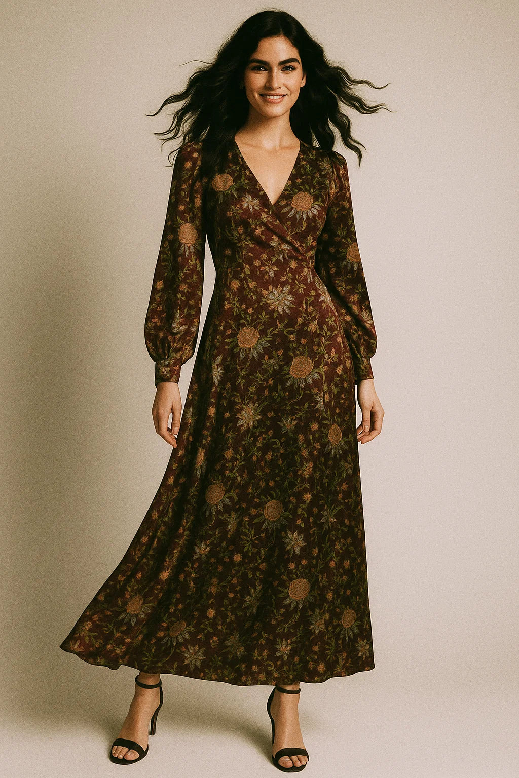 Lovely Roses Embroidery Brunch Digital Printed Fabric - Japan Satin