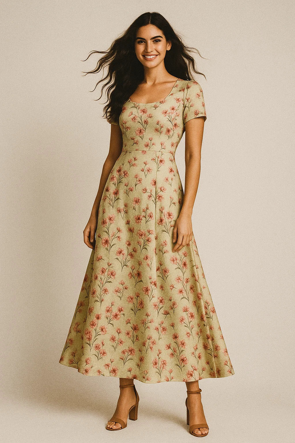 Beautiful Tiny Pink Chintz Digital Printed Fabric - Japan Satin