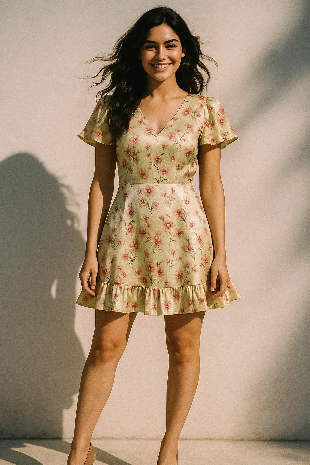 Beautiful Tiny Pink Chintz Digital Printed Fabric - Japan Satin