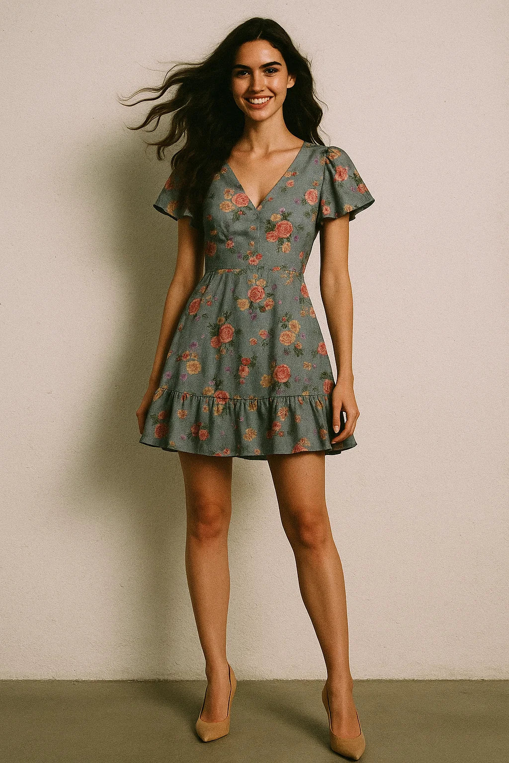 Natural Colourful Roses Digital Printed Fabric - Japan Satin