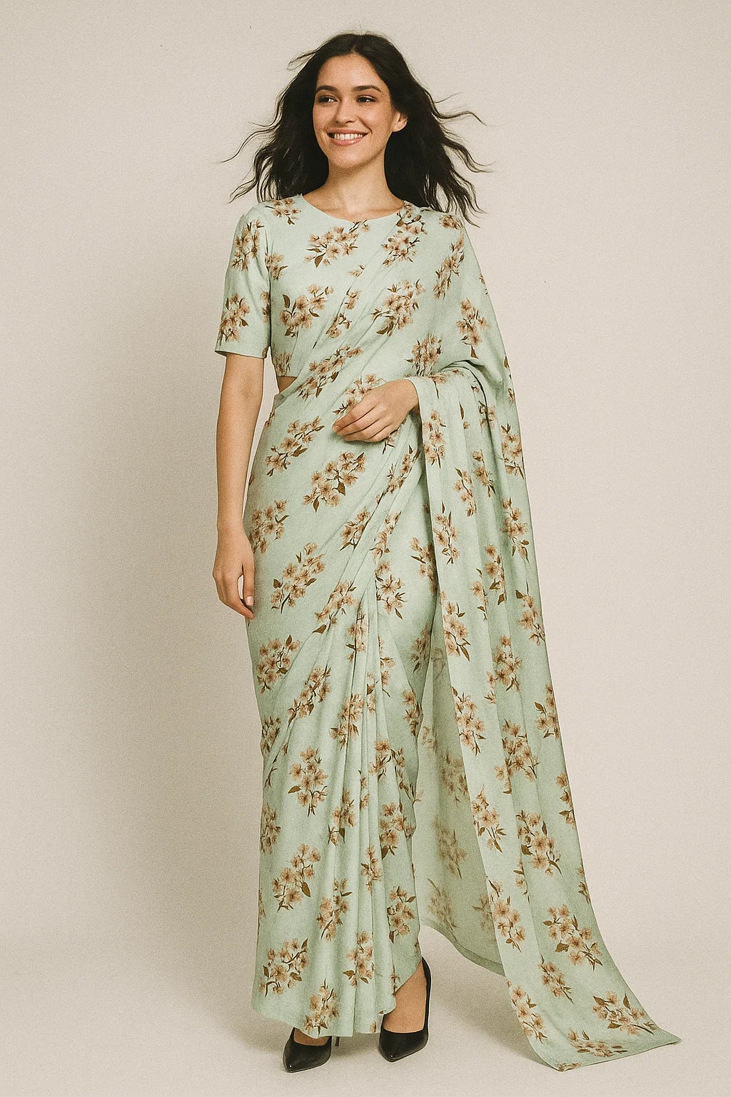 Lovely Seamless Chintz Bunch Digital Printed Fabric - Japan Satin