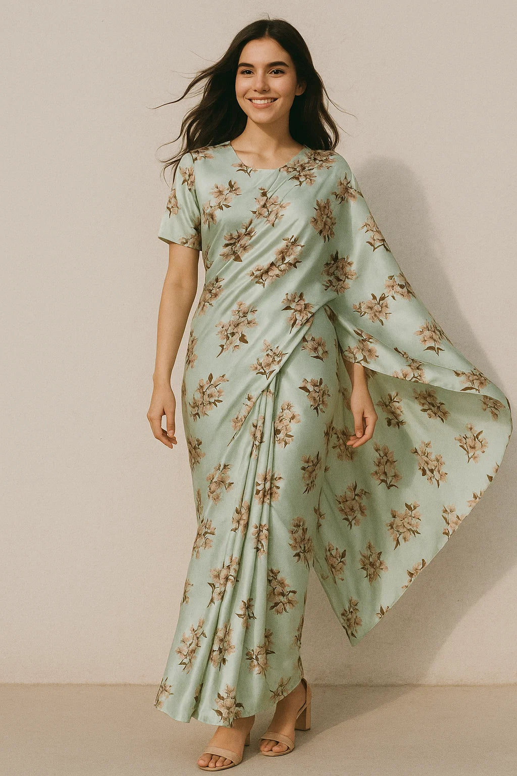 Lovely Seamless Chintz Bunch Digital Printed Fabric - Japan Satin