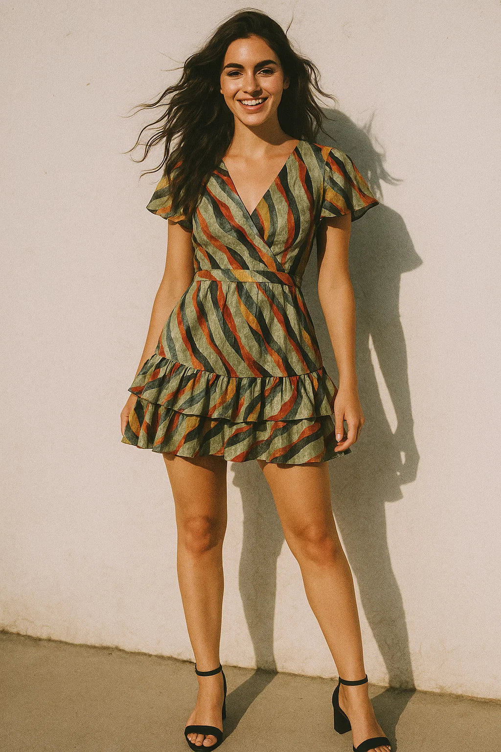 Hawaaian Waving Watercolour Digital Printed Fabric - Japan Satin