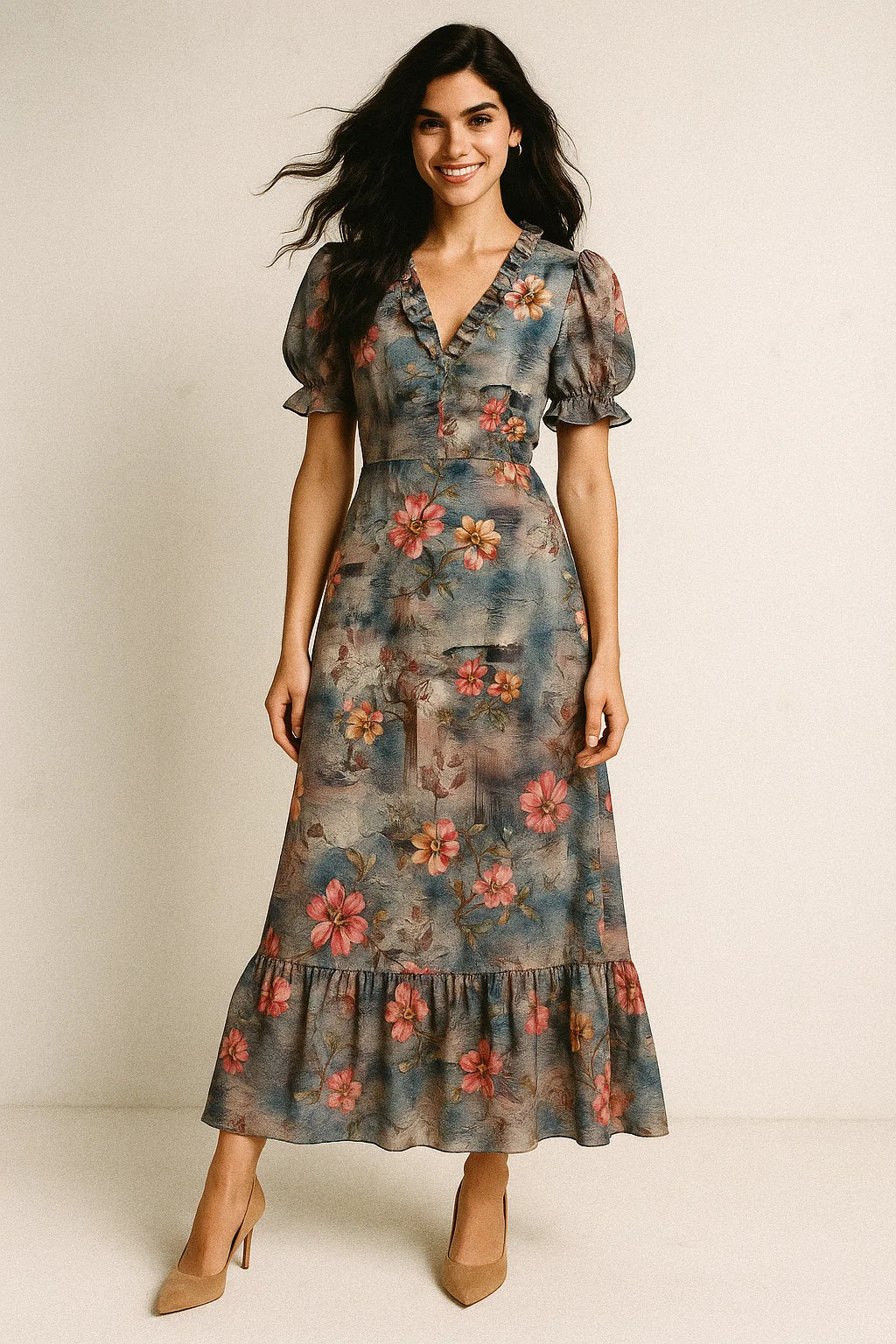 Periwinkle Flower Paper Art Digital Printed Fabric - Japan Satin