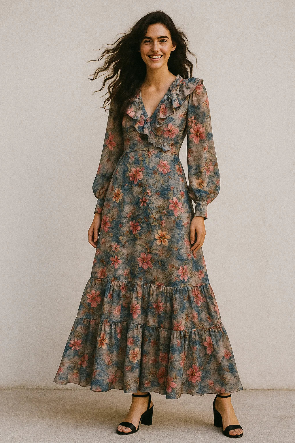 Periwinkle Flower Paper Art Digital Printed Fabric - Japan Satin