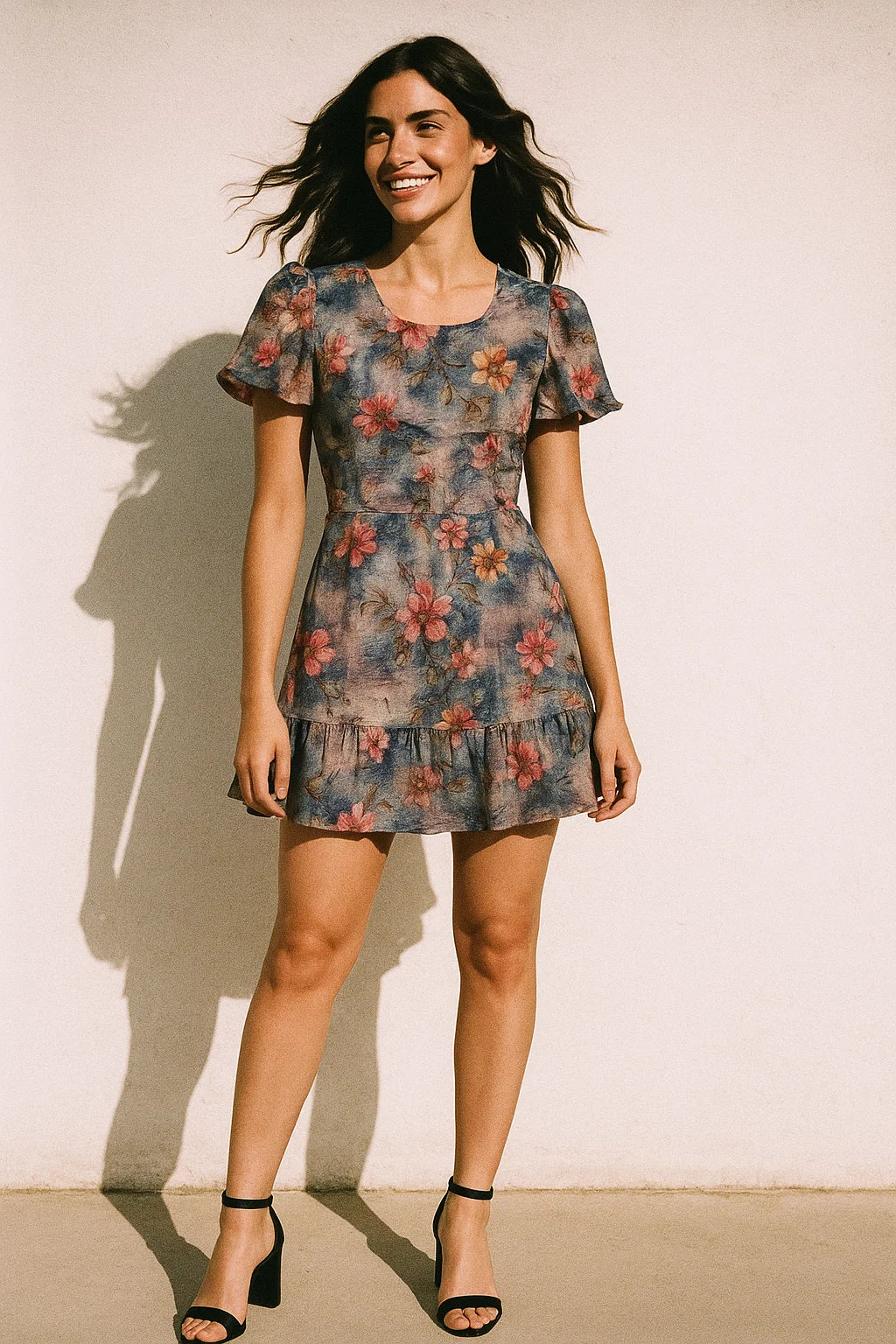 Periwinkle Flower Paper Art Digital Printed Fabric - Japan Satin