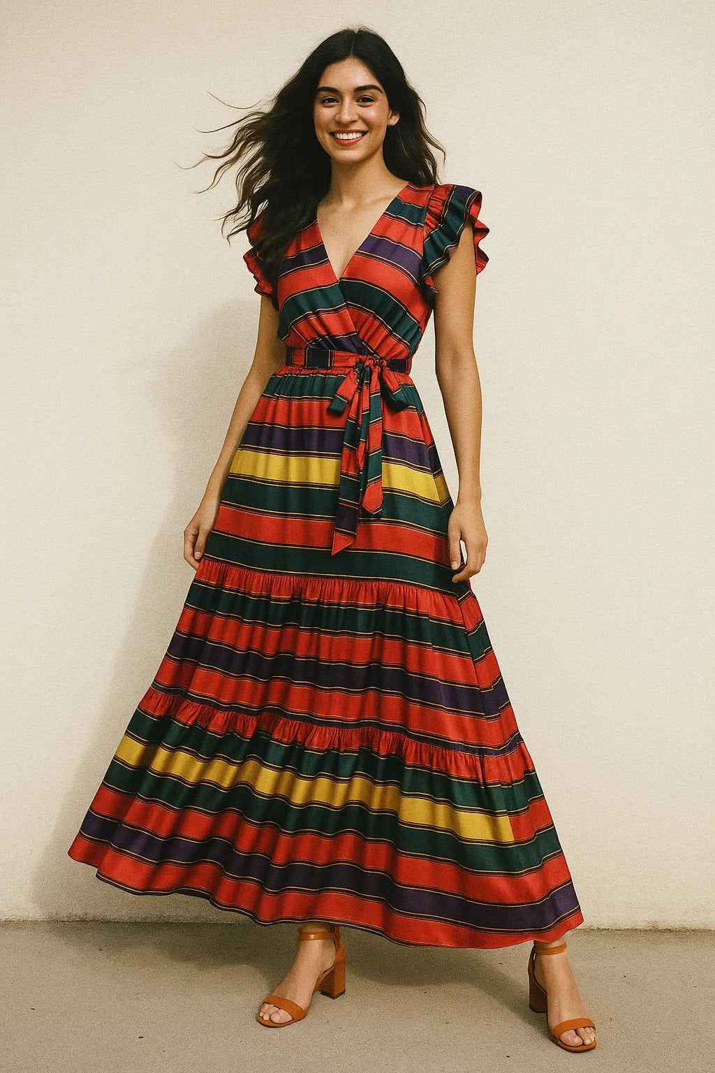 Tiny Serpentine Stripes Pattern Digital Printed Fabric - Japan Satin