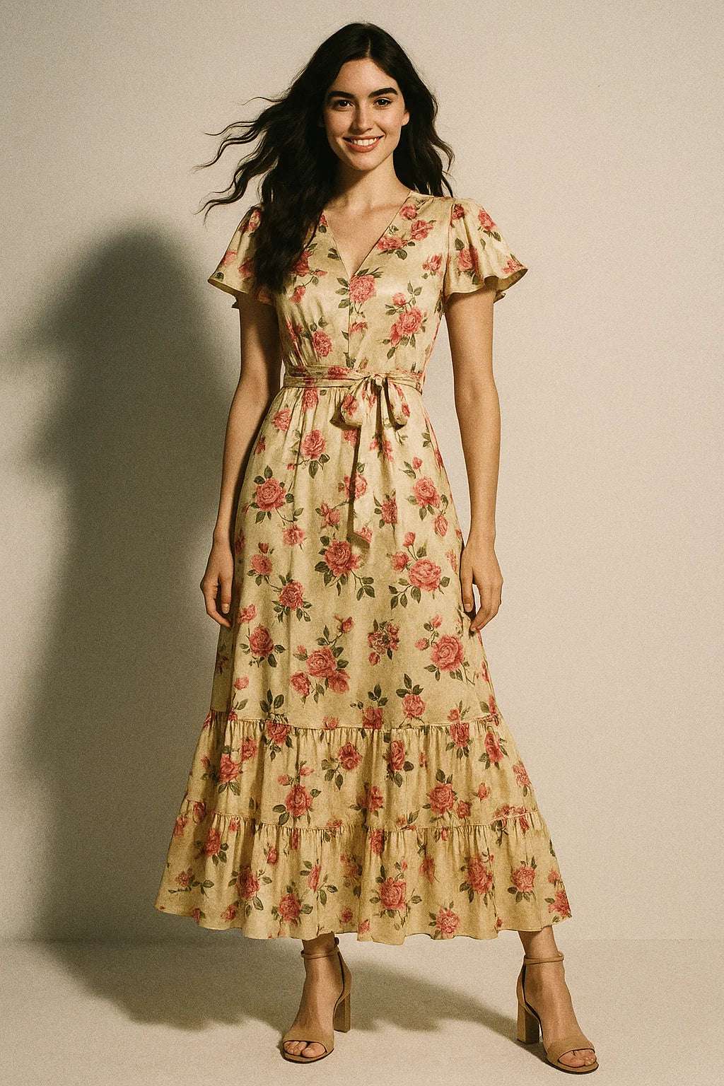 Classic Poppy Flower Digital Printed Fabric - Japan Satin