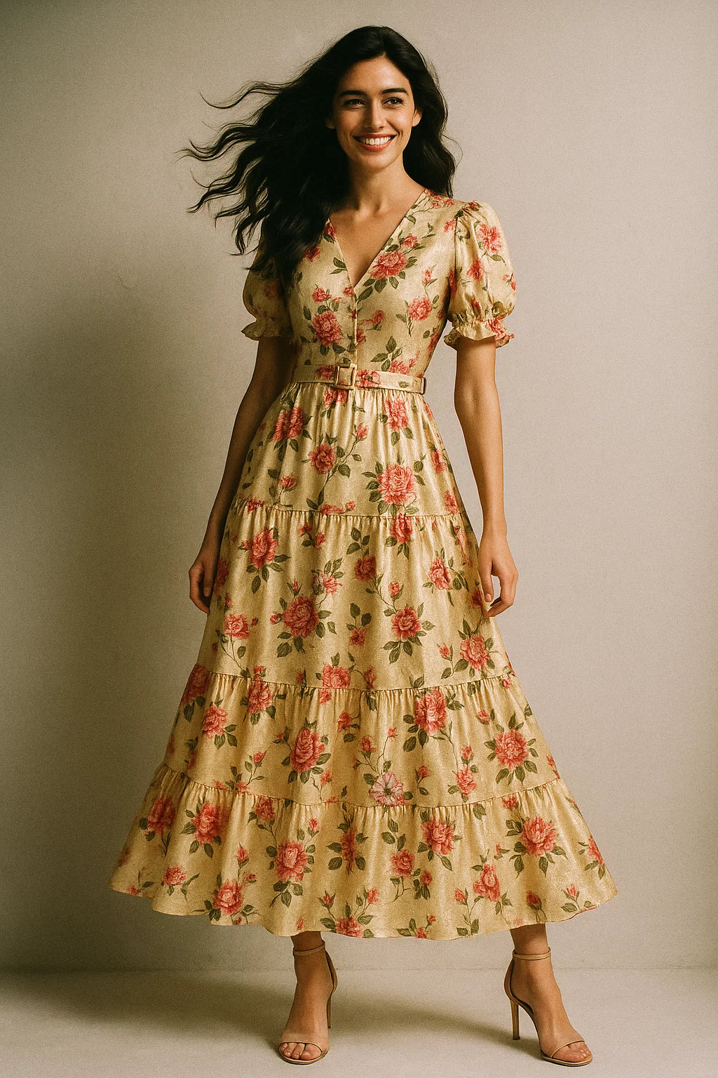 Classic Poppy Flower Digital Printed Fabric - Japan Satin