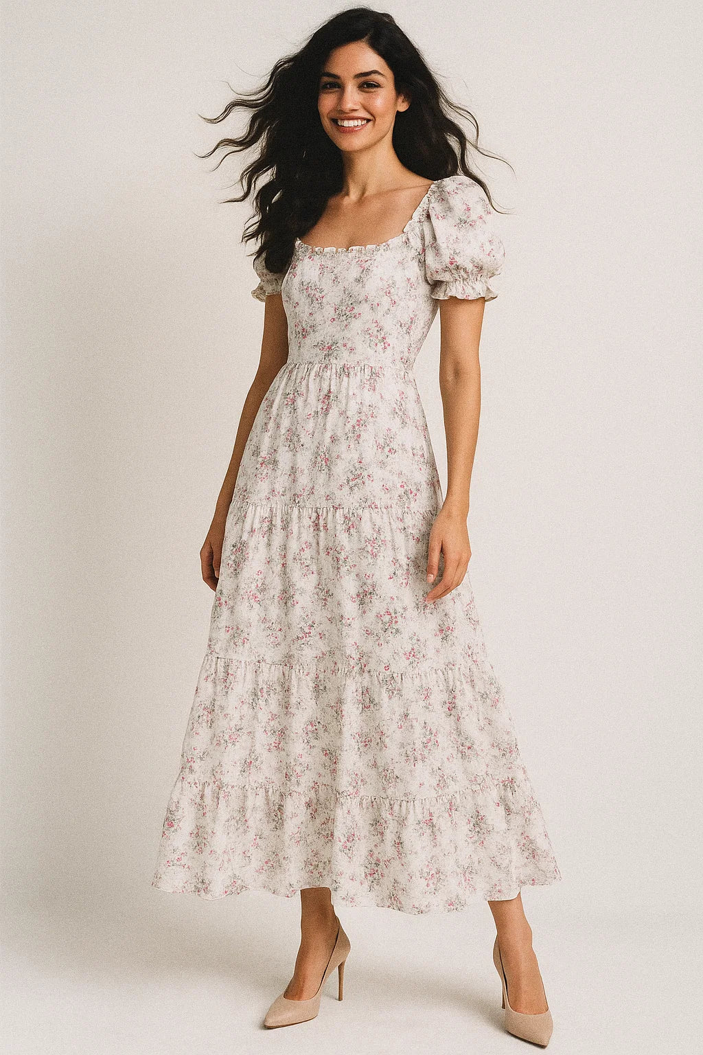 Tiny Iris With Leaves Digital Printed Fabric - Japan Satin