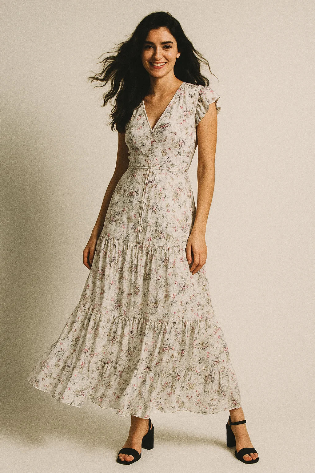 Tiny Iris With Leaves Digital Printed Fabric - Japan Satin