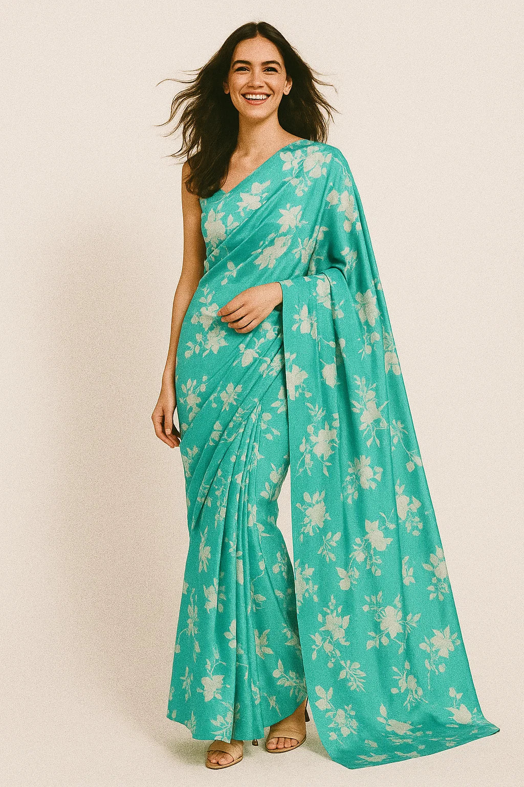 Rama Base Floral Flower Digital Printed Fabric - Japan Satin