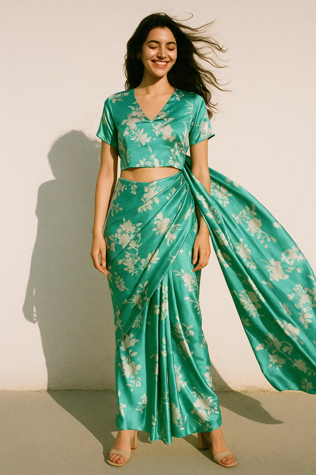 Rama Base Floral Flower Digital Printed Fabric - Japan Satin