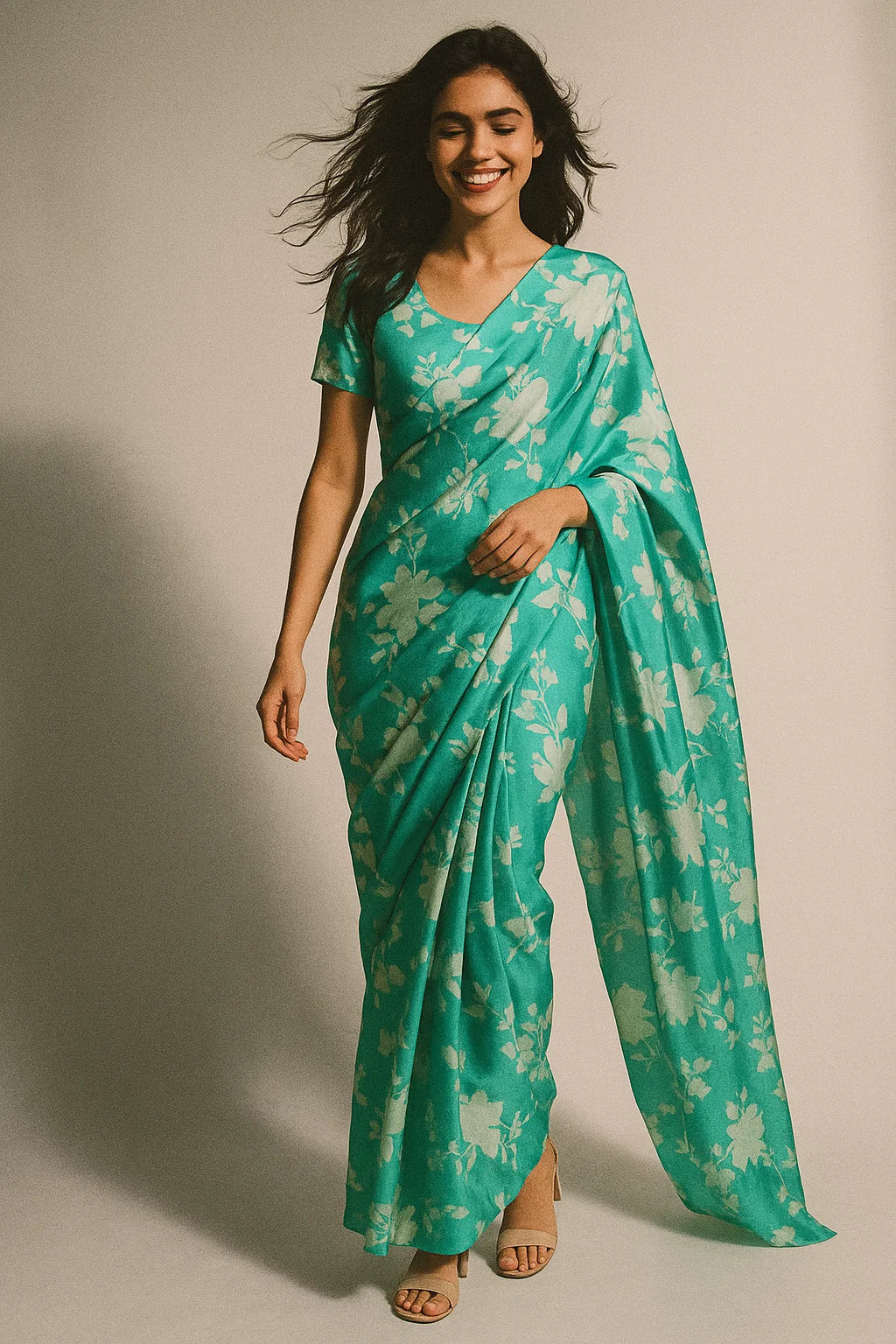 Rama Base Floral Flower Digital Printed Fabric - Japan Satin