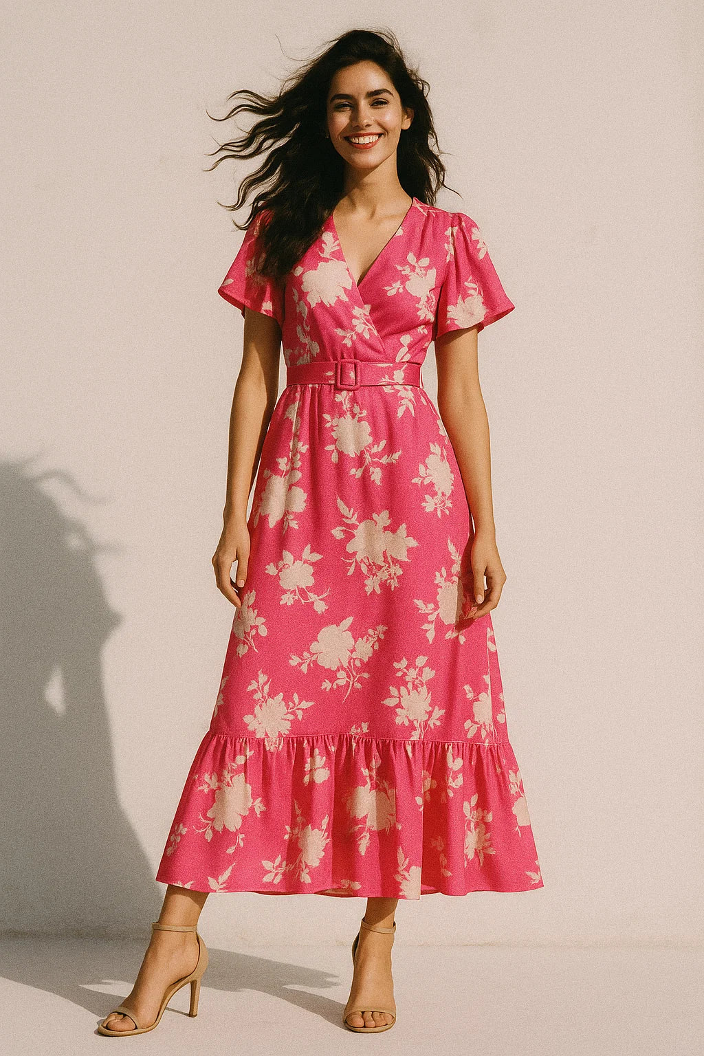 Vintage Old Spoted Flower Digital Printed Fabric - Japan Satin