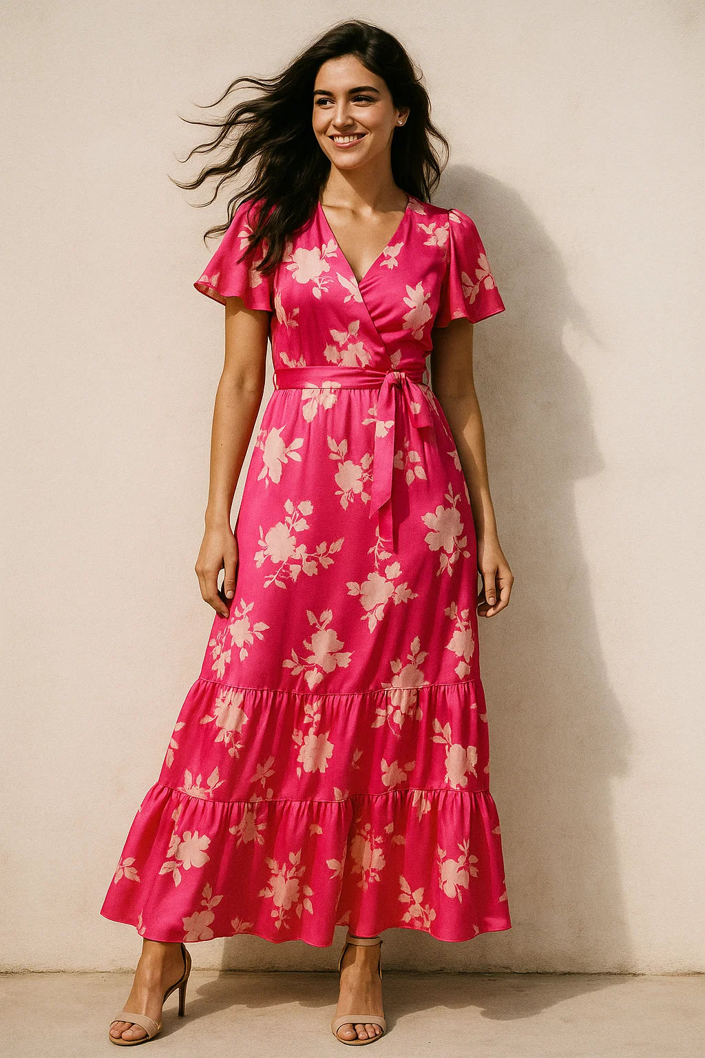 Vintage Old Spoted Flower Digital Printed Fabric - Japan Satin