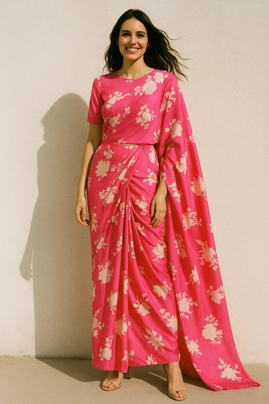 Vintage Old Spoted Flower Digital Printed Fabric - Japan Satin