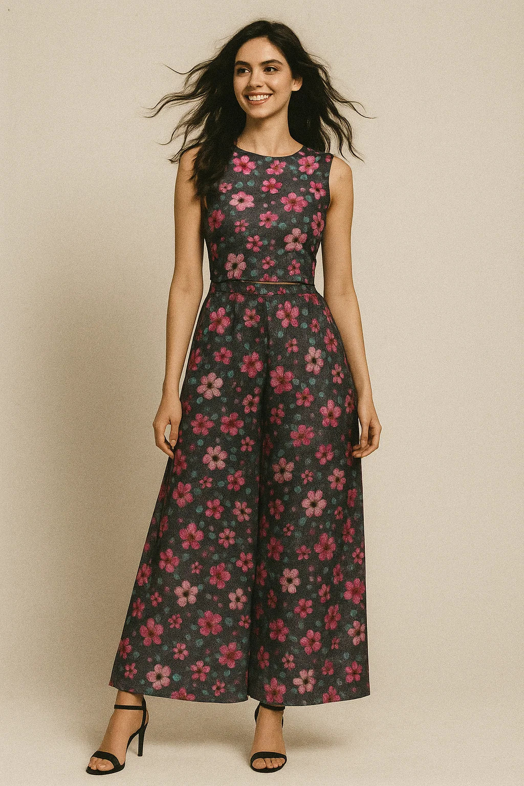 Buttercup Pink Floral Digital Printed Fabric - Japan Satin