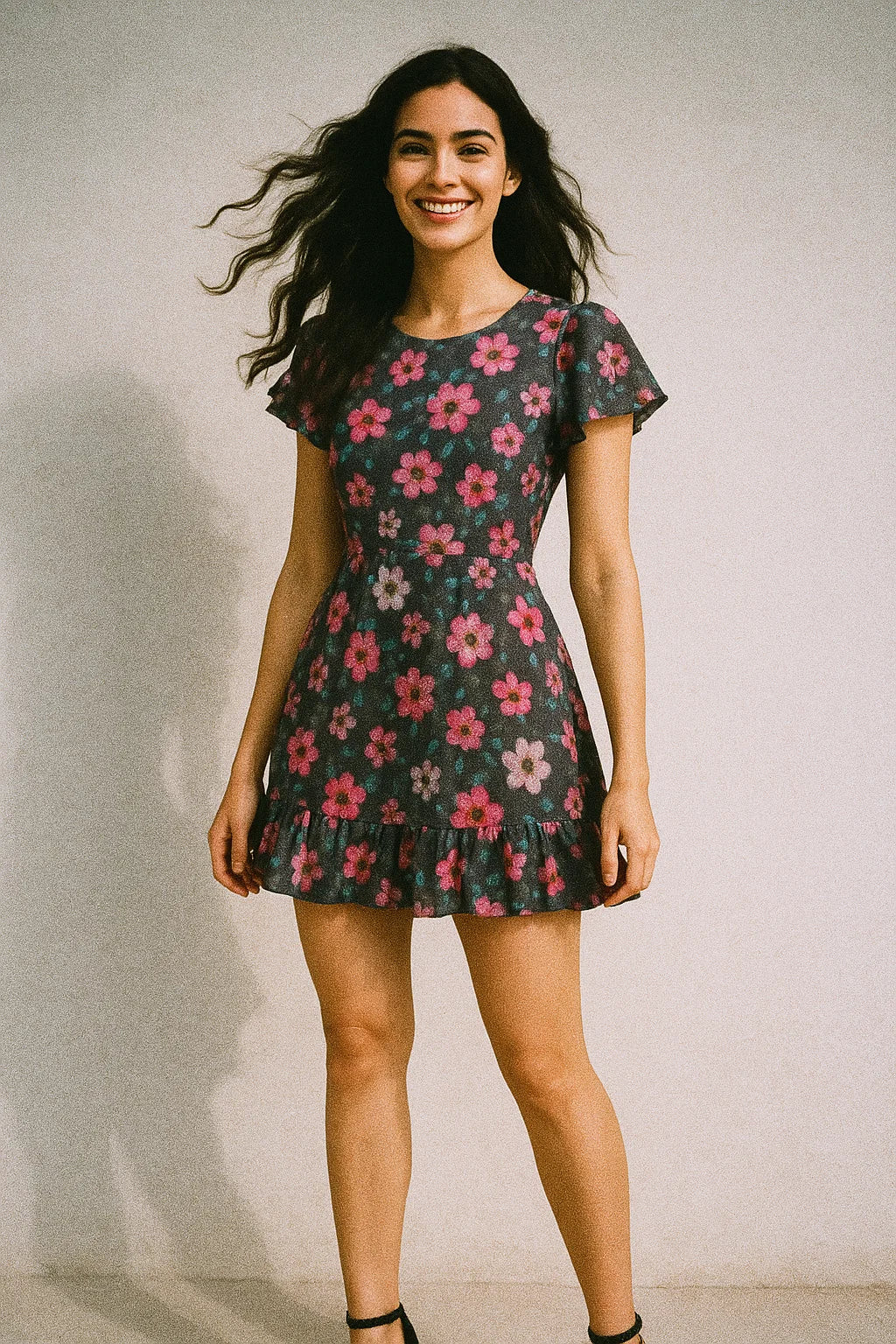 Buttercup Pink Floral Digital Printed Fabric - Japan Satin