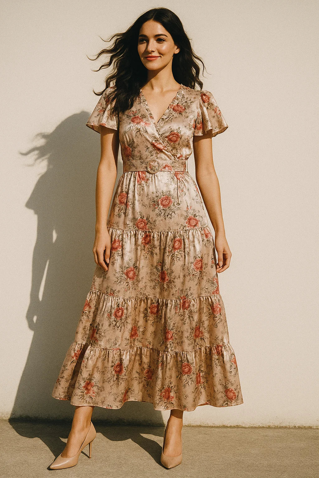 Beautiful Seamless Red Poppy Flower Digital Printed Fabric - Japan Satin