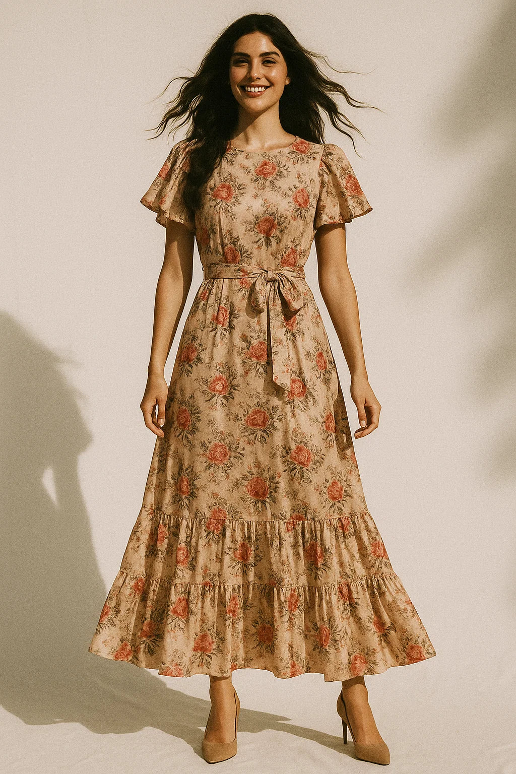 Beautiful Seamless Red Poppy Flower Digital Printed Fabric - Japan Satin