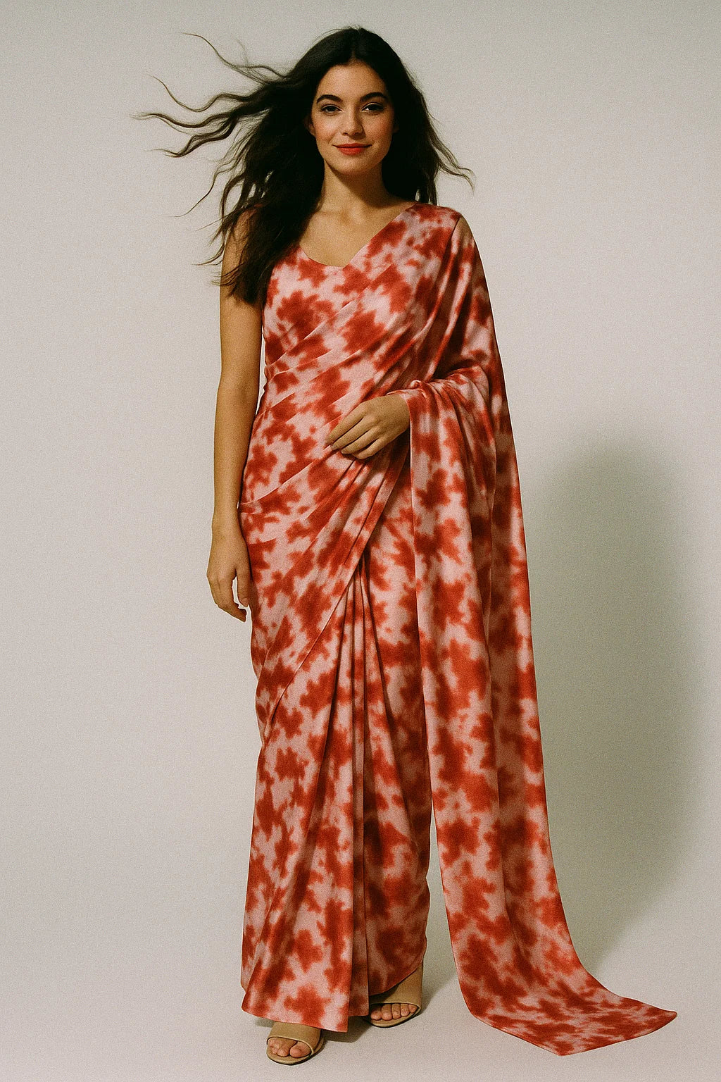 Watercolour Colour Red Spot Digital Printed Fabric - Japan Satin