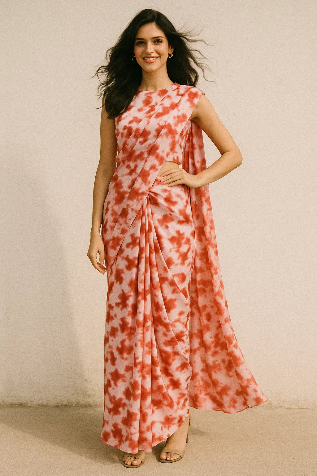 Watercolour Colour Red Spot Digital Printed Fabric - Japan Satin