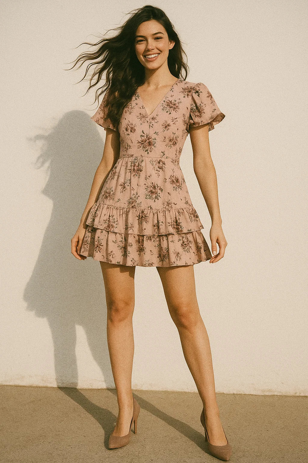 Multi Flower Bunch And Linear Leafs Digital Printed Fabric - Japan Satin