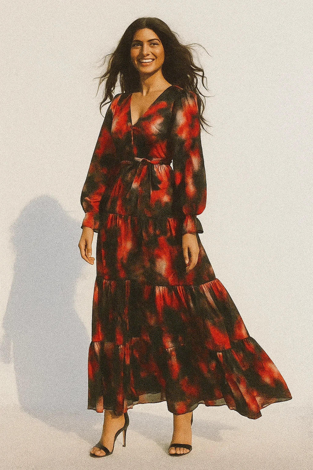 Watercolour Mapal Leafs Flower Digital Printed Fabric - Japan Satin