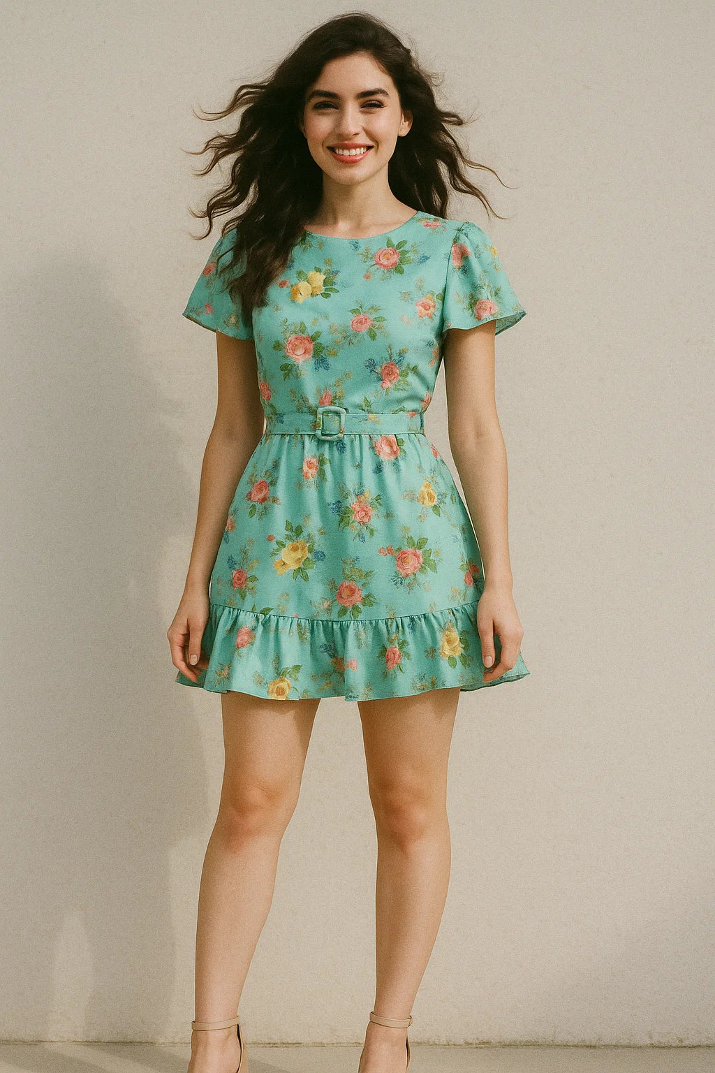 Summer Vintage Colorful Flower Digital Printed Fabric - Japan Satin