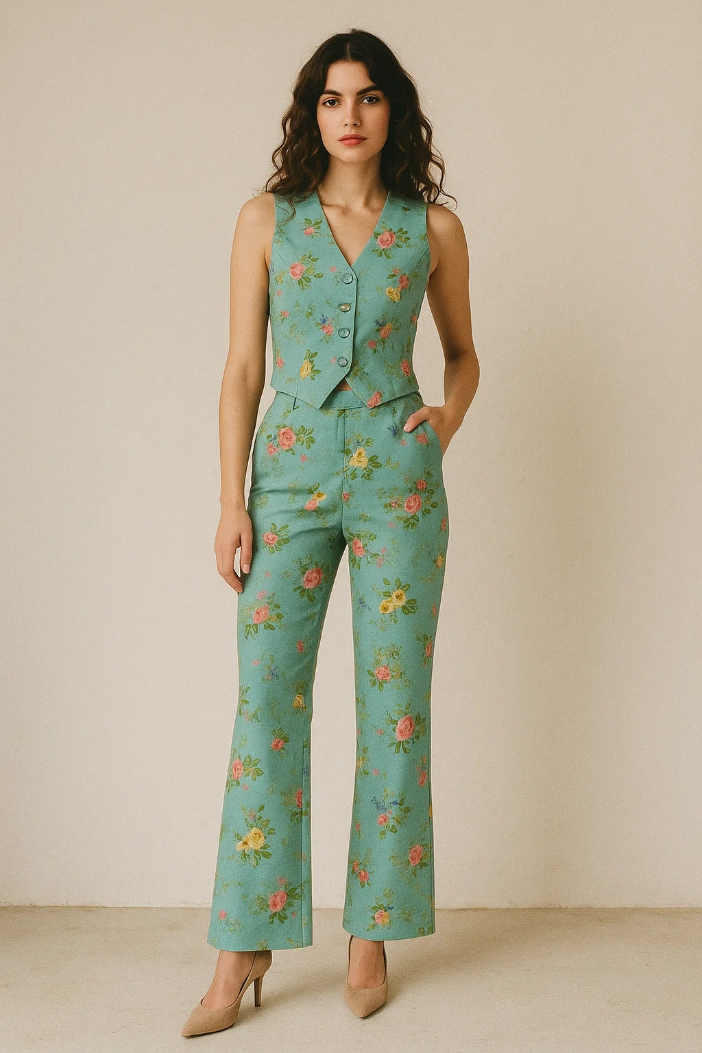 Summer Vintage Colorful Flower Digital Printed Fabric - Japan Satin