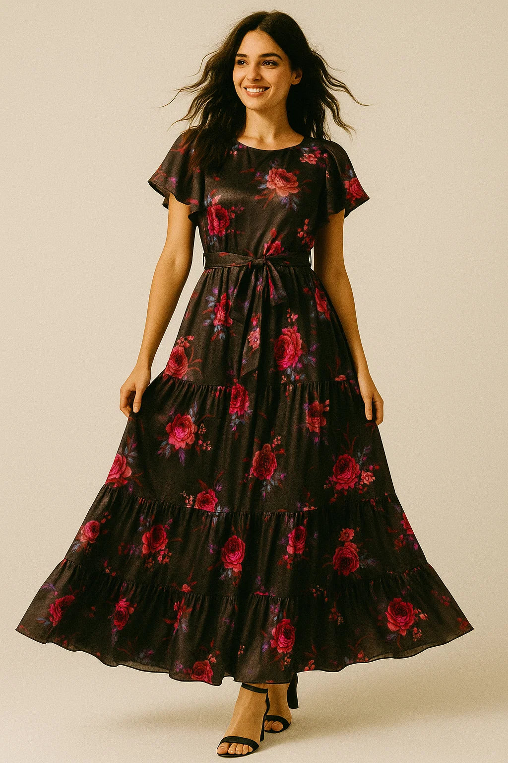 Decorative Bunch Of Colorful Tangle Digital Printed Fabric - Japan Satin