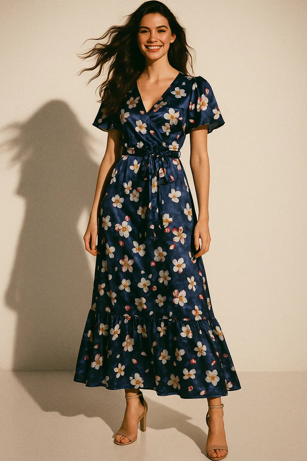 Ditsy Pink Water Paint Florish Flower Digital Printed Fabric - Japan Satin