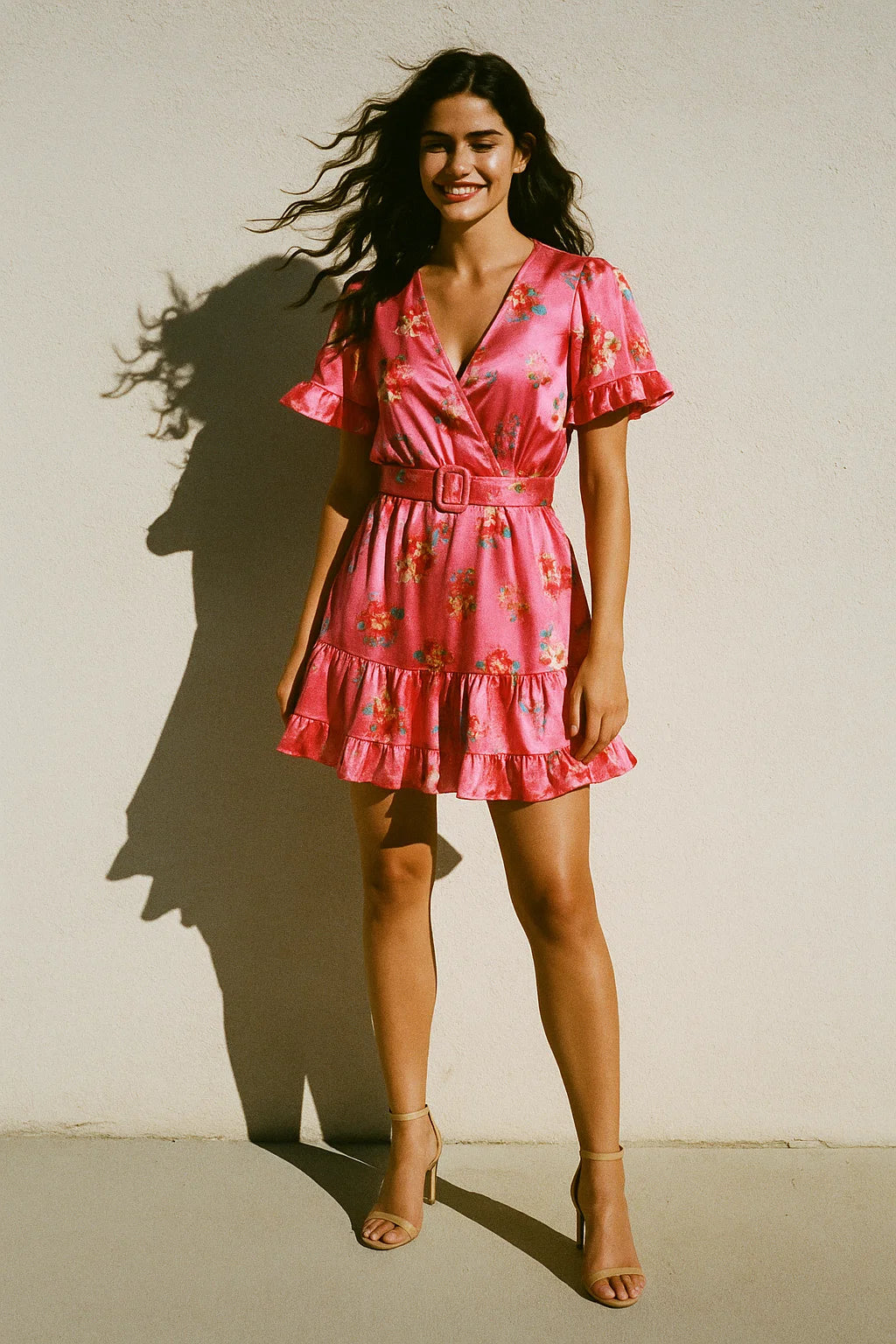 Calico Colorful Flower Digital Printed Fabric - Japan Satin