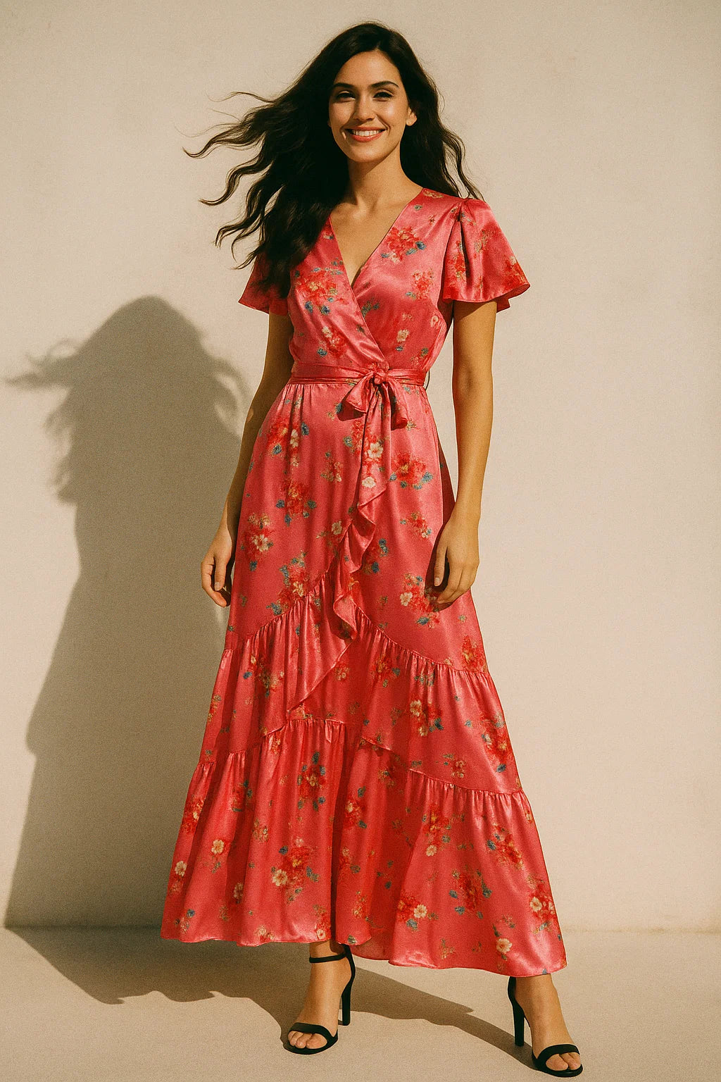 Calico Colorful Flower Digital Printed Fabric - Japan Satin