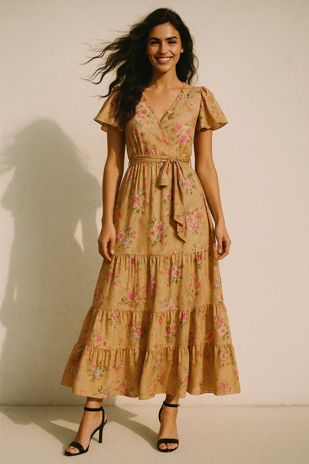 Chintz Pink Florish Flower Digital Printed Fabric - Japan Satin