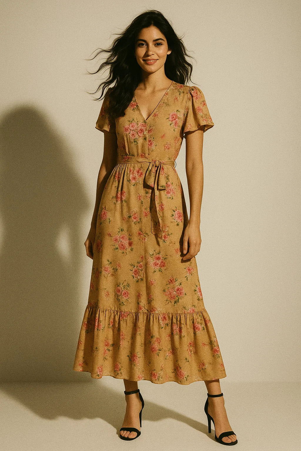 Chintz Pink Florish Flower Digital Printed Fabric - Japan Satin