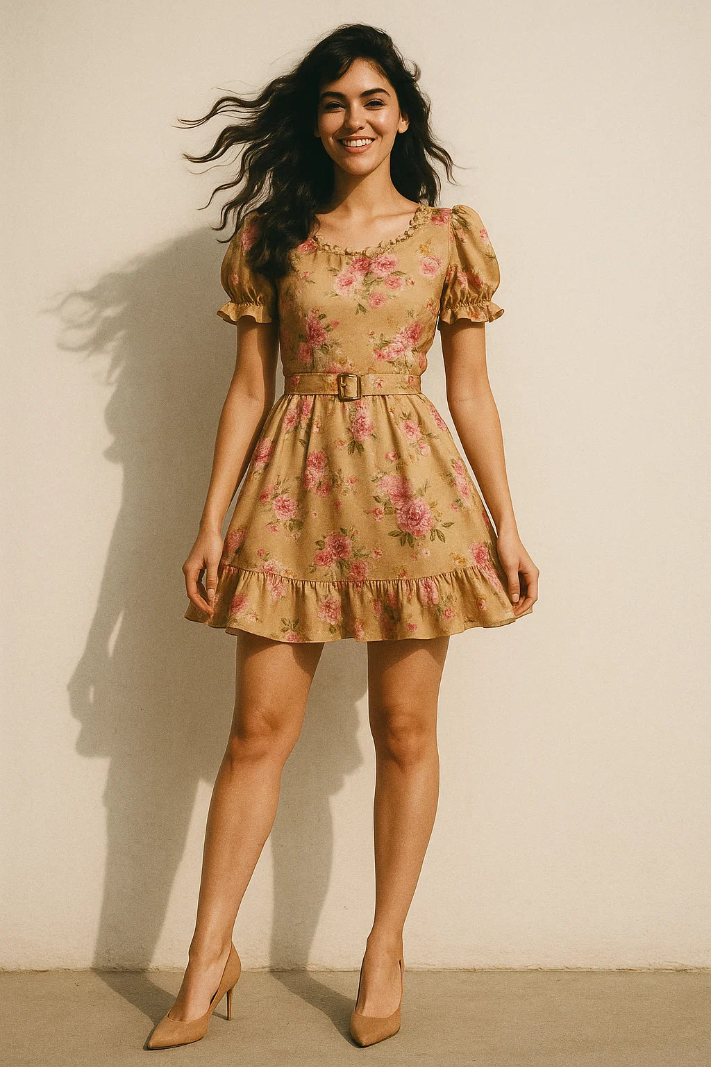 Chintz Pink Florish Flower Digital Printed Fabric - Japan Satin