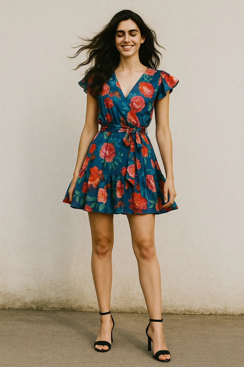 Huge Realistic Flowers Digital Printed Fabric  - Japan Satin