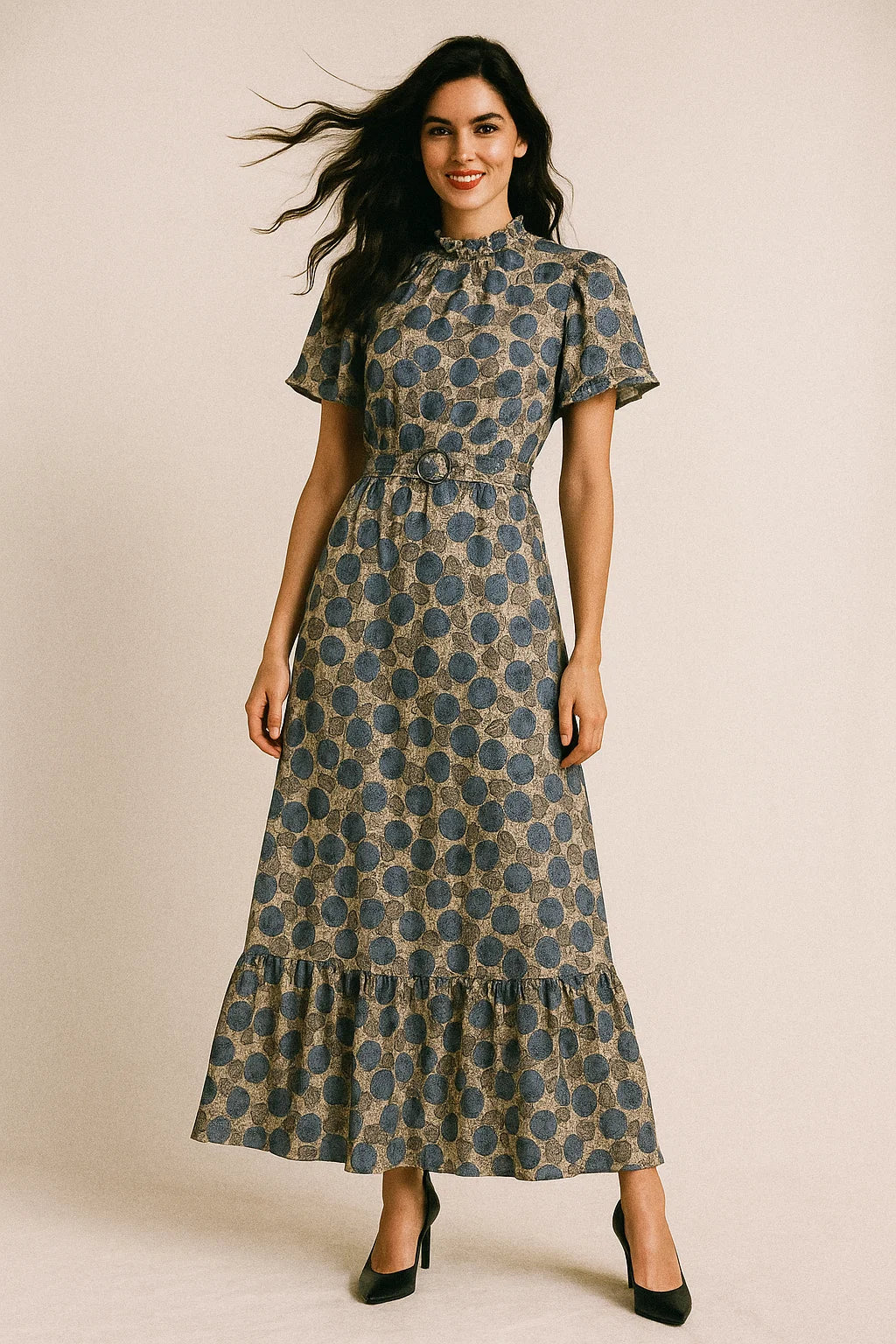 Stylized Round Leaf Digital Printed Fabric - Japan Satin