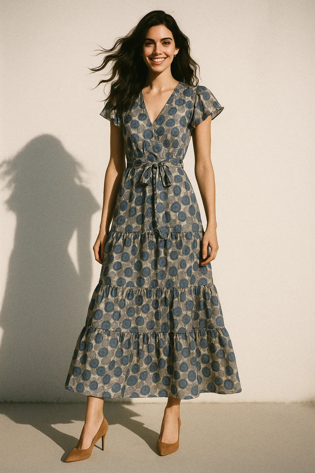 Stylized Round Leaf Digital Printed Fabric - Japan Satin