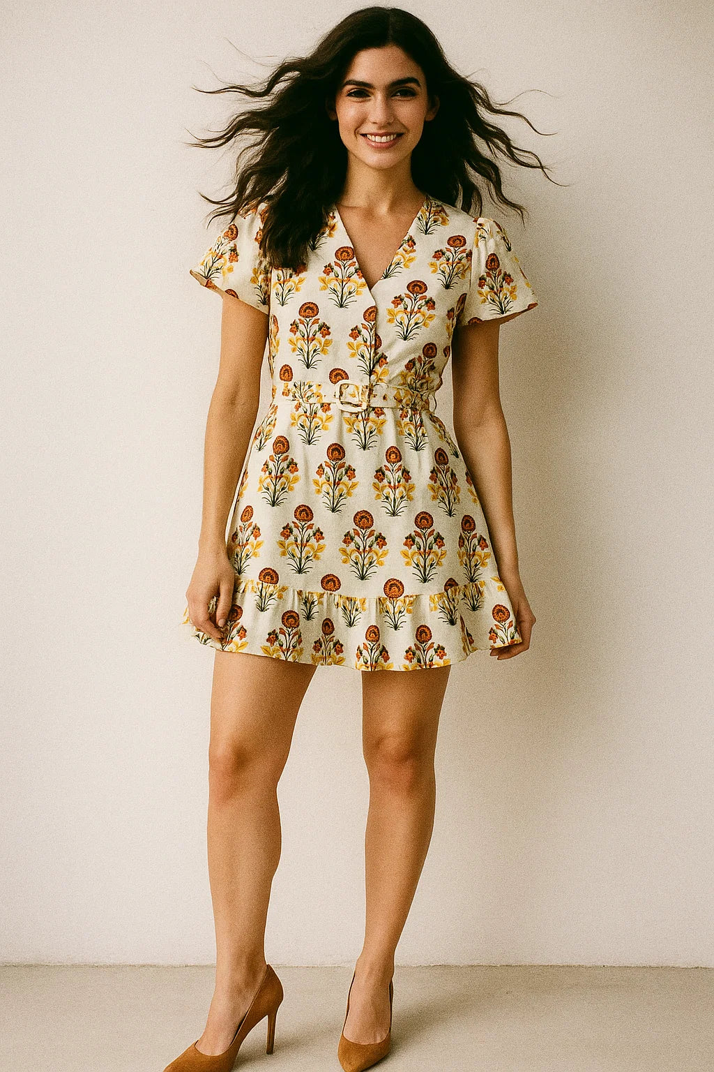 Multicolor Floral & Leaves Semless Printed Fabric