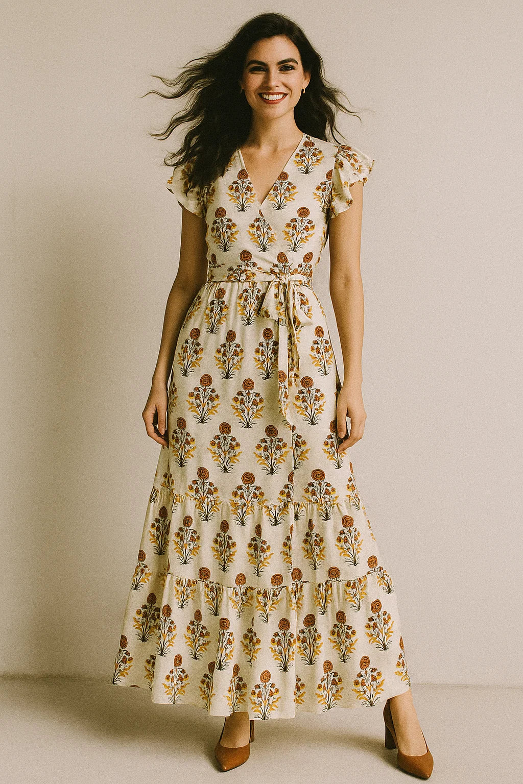 Multicolor Floral & Leaves Semless Printed Fabric