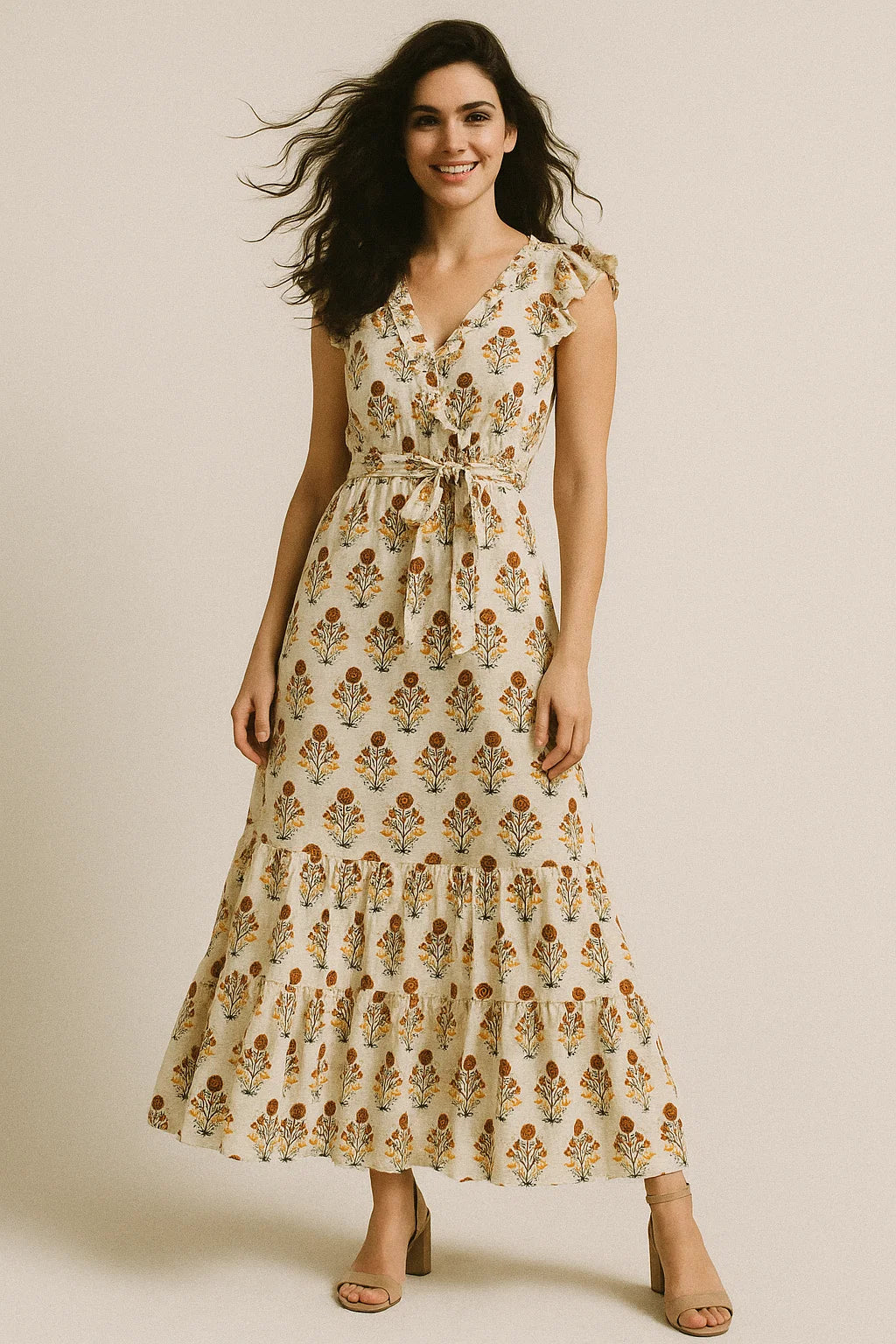 Multicolor Floral & Leaves Semless Printed Fabric